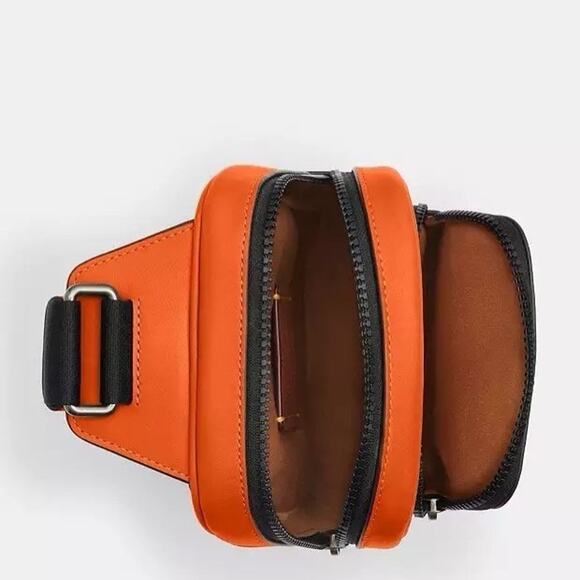 NWT Coach Racer Sling Pack In Colorblock Signature Canvas CAJ38 Spice Orange - Picture 8 of 9